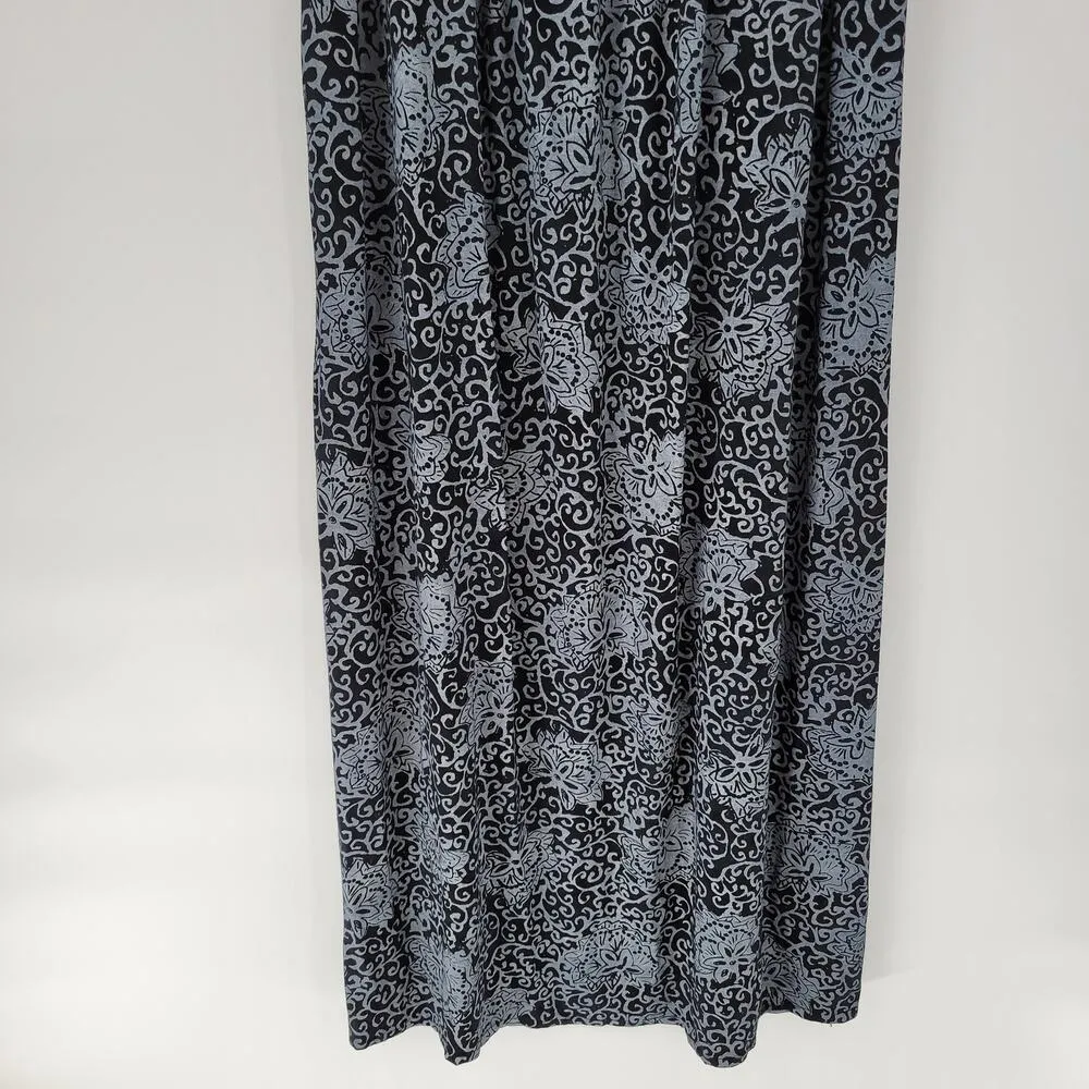 Fresh Produce Maxi Tank Dress Womens M Black Gray Floral Smocked Sleeveless USA - Image 14