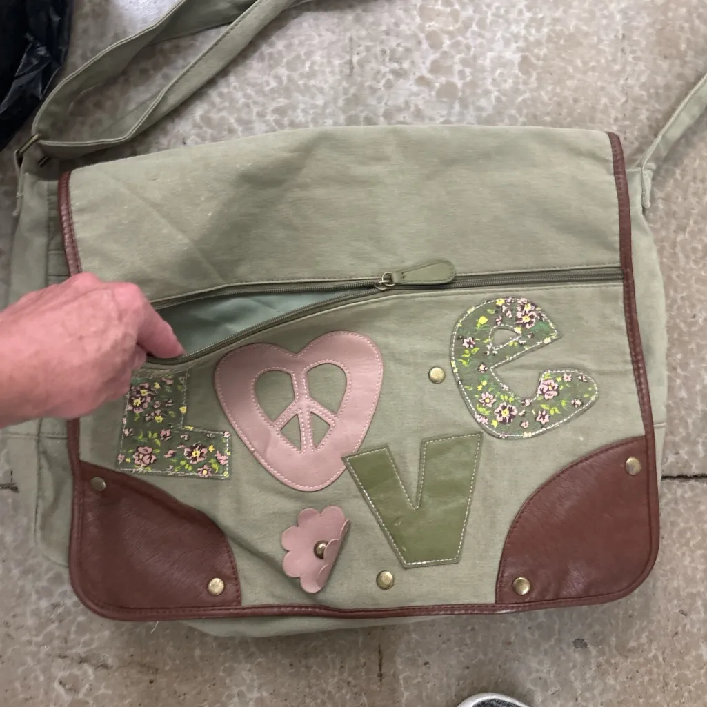 BOHO cotton and leather Duffle Bag Green - Image 2