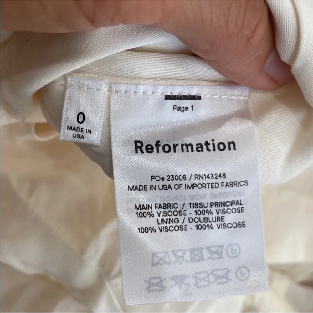 Reformation deep V-neckline off-white/ cream mini dress NWT - Image 4