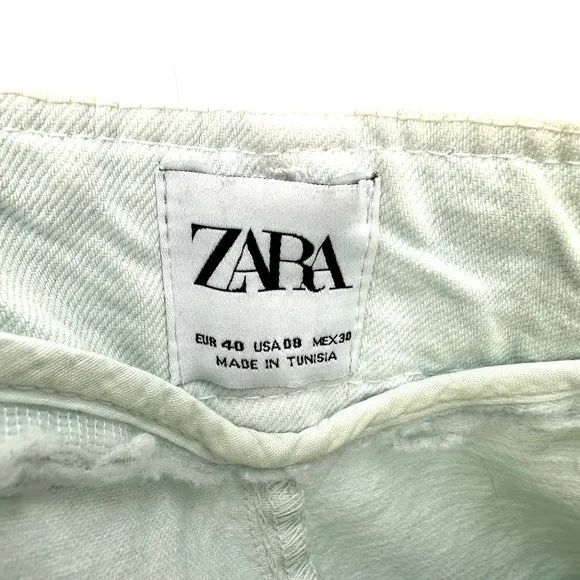 Zara size 8 white jeans‎ pleated top blue yellow green paint splatter detail - Image 11