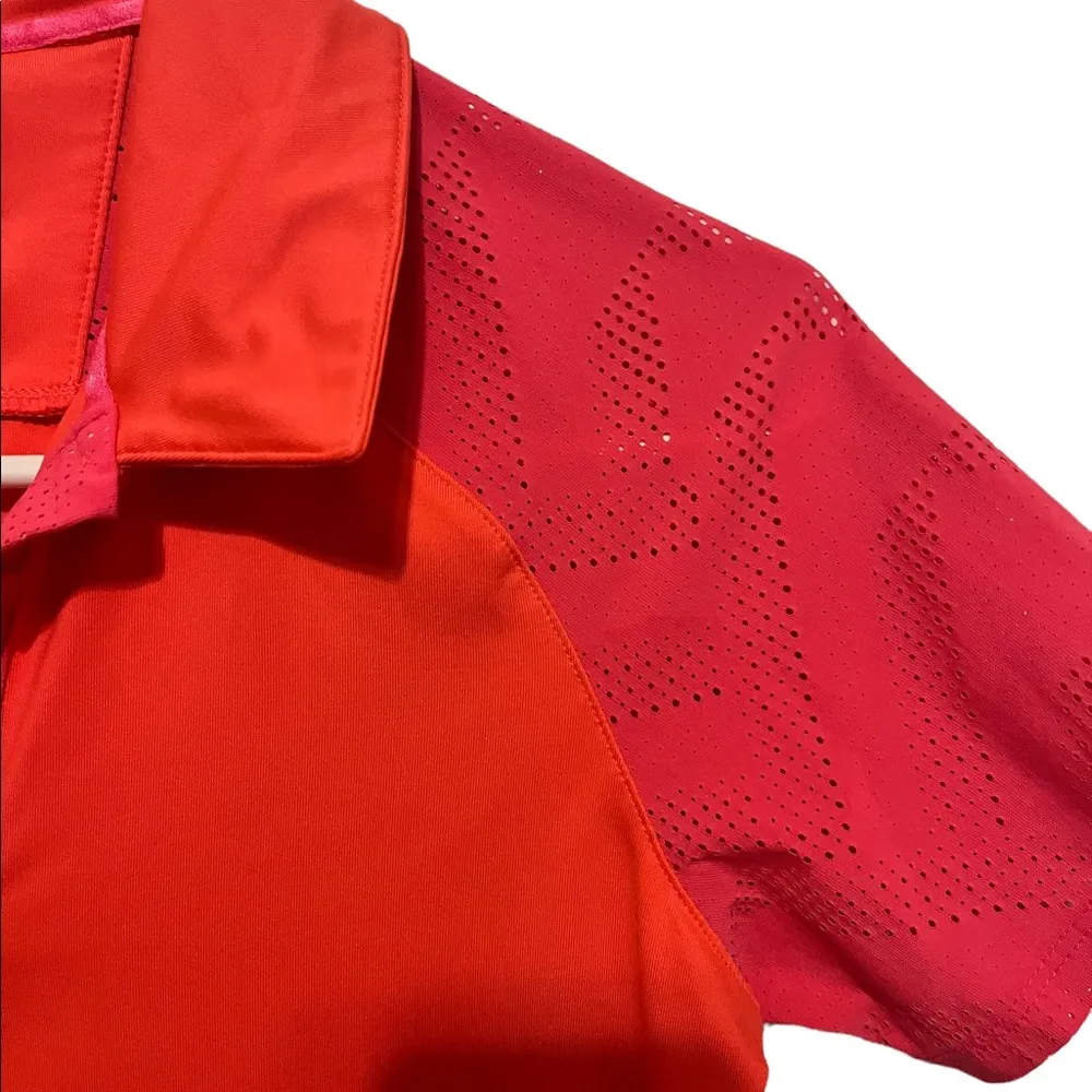Under armour orange and red short sleeve polo shirt size small - Image 2