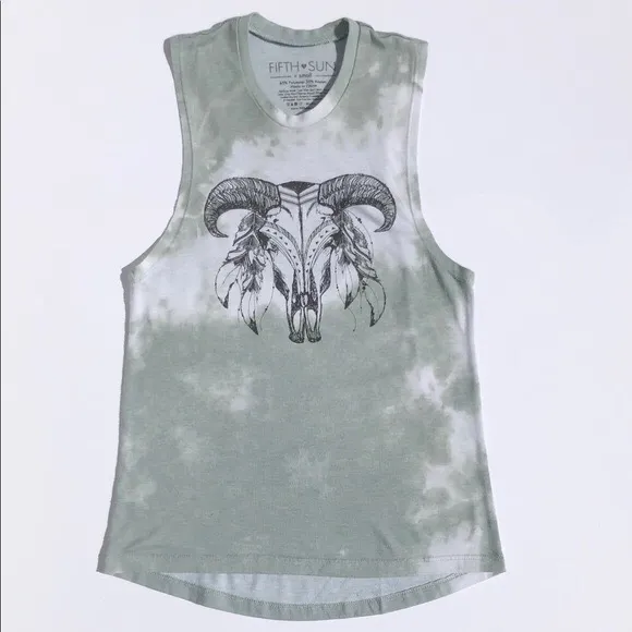 Womens Fifth Sun Cow Skull Sleeveless Top - Sz XS - Image 2