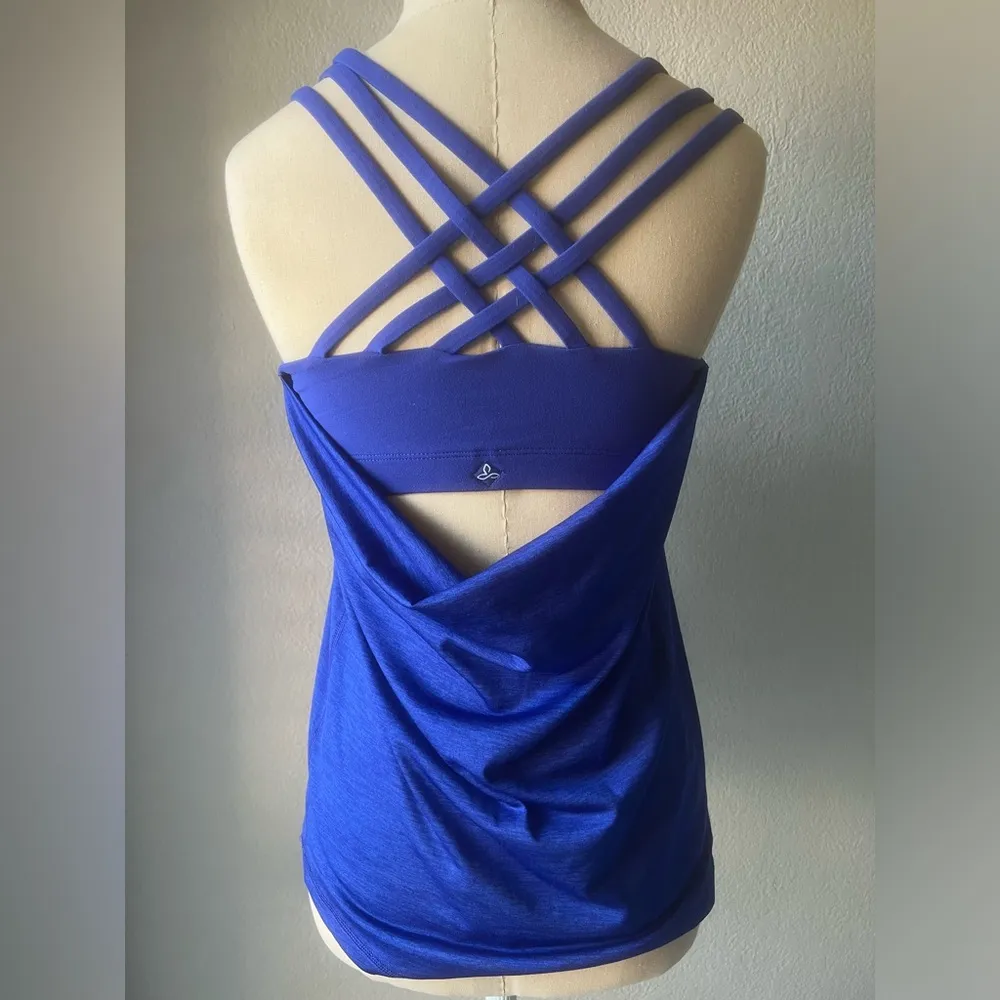 prAna Women's Blue Strappy Yoga Tank Top Size XL Built-in Bra - Image 4