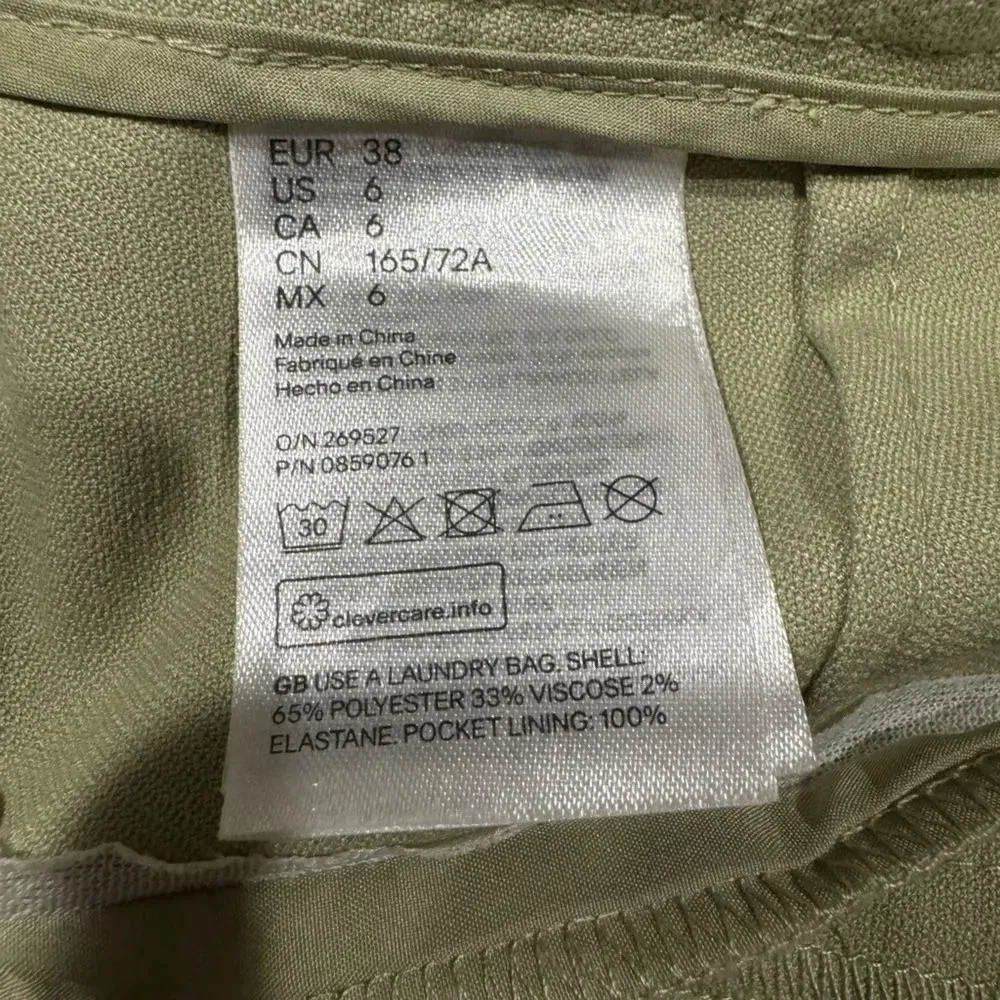 H&M Sage Green Built in Belt Tapered‎ Leg Pants - Size 6 - Image 9