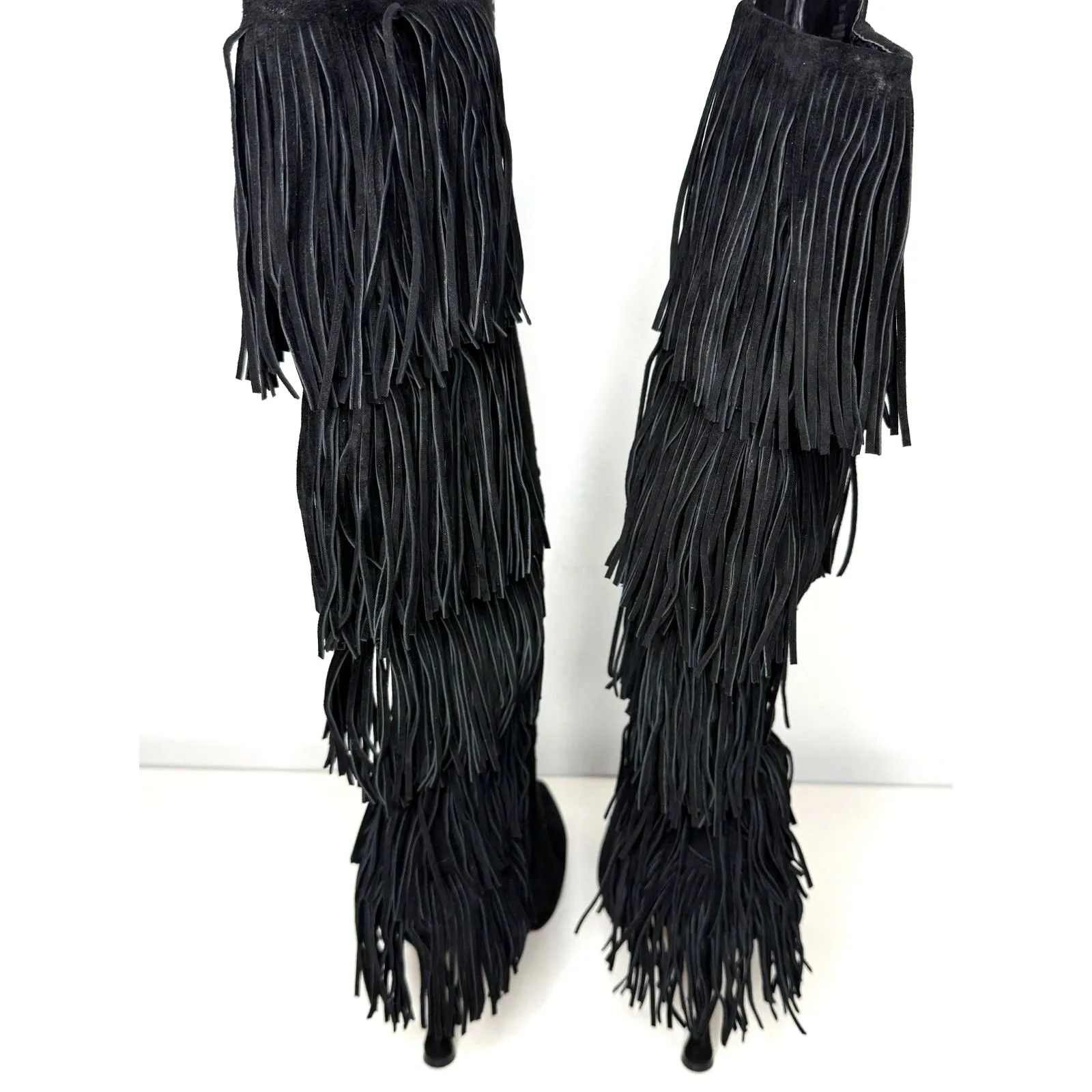 New Vince Camuto Womens Panaryaz Studded Fringe Black Dress Tall Boots Sz 9 - Image 3