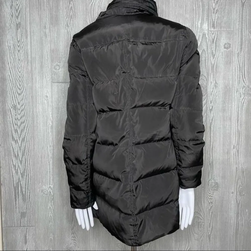 Michael Kors down feather long sleeve puffer jacket black gold buttons high coll - Image 6