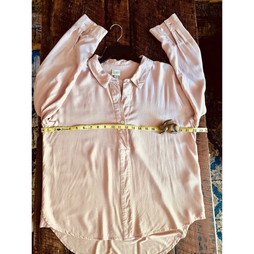 A New Day Hi-low Pink/Blush/Mauve Long Sleeve Button Up Blouse/Top/Shirt Size L - Image 13
