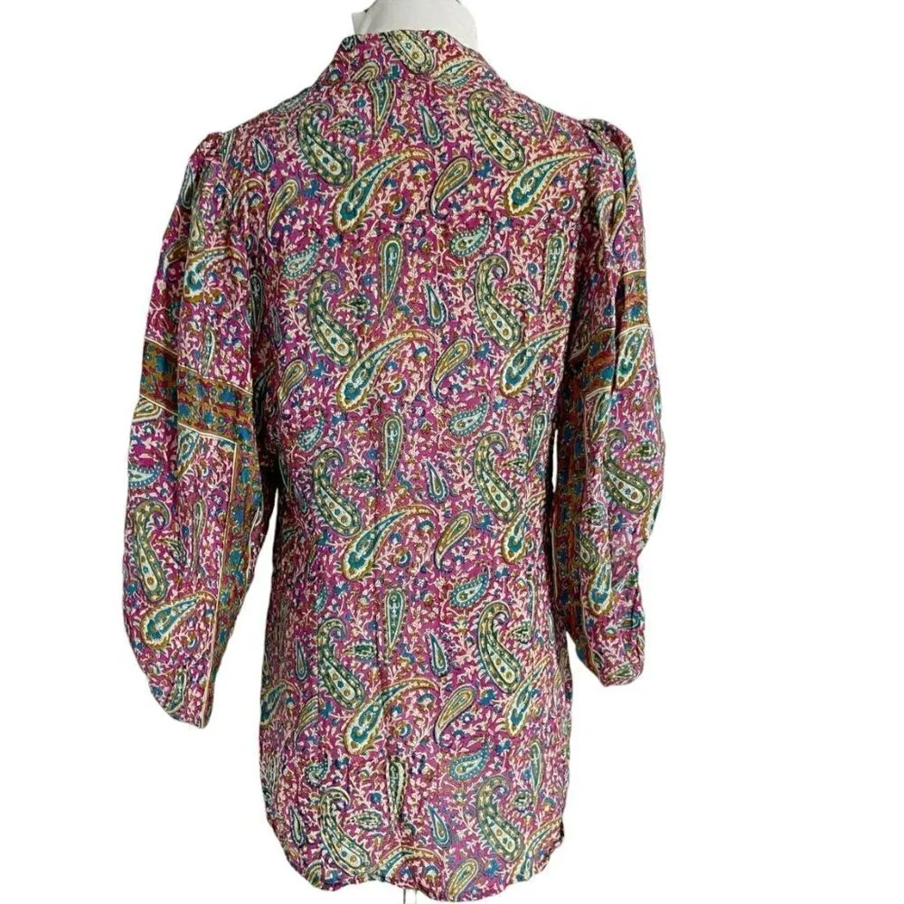 Tolani Medium Silk Top Blouse Boho Colorful - Image 4
