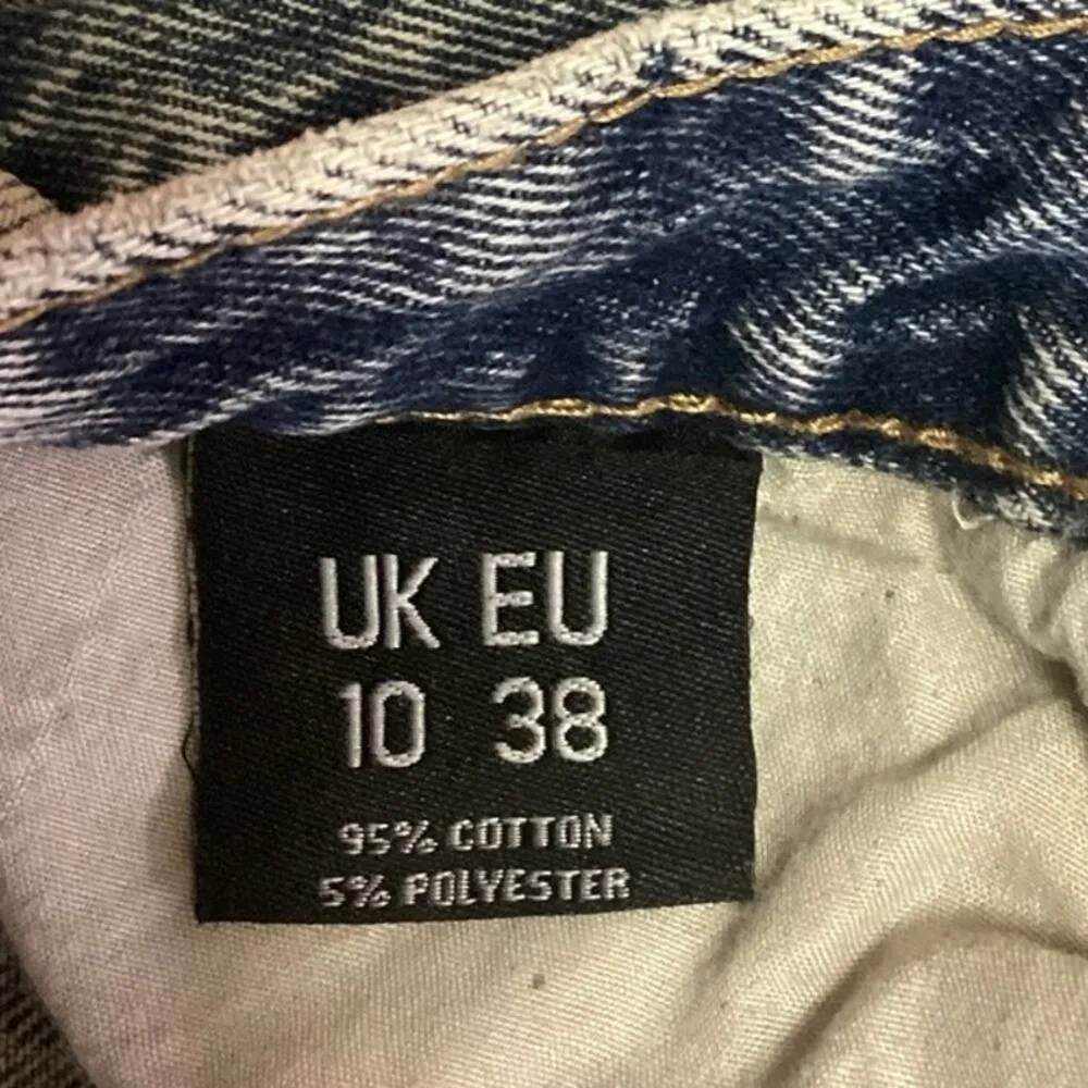 Nasty Gal NWT Blue Acid Wash Distressed Rip High Rise Straight Leg Jeans Size 6 - Image 6