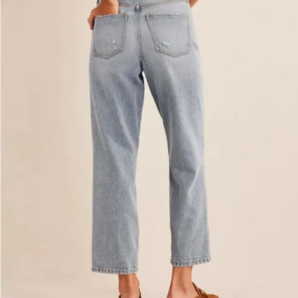 Boden Midrise Loose Fit Distressed Light Wash Jeans Size 31 Blue - Image 4