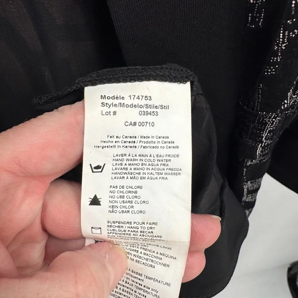 Joseph Ribkoff Disco Cardigan Womens 16 Black Velvet Metallic Silver Bell Sleeve - Image 5