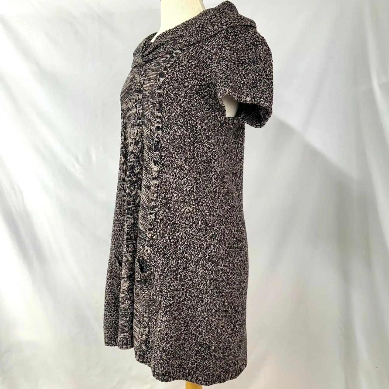 STYLE & CO Brown Short Sleeve Cable Knit Mini Sweater Dress Womens‎ XL Cabincore - Image 4