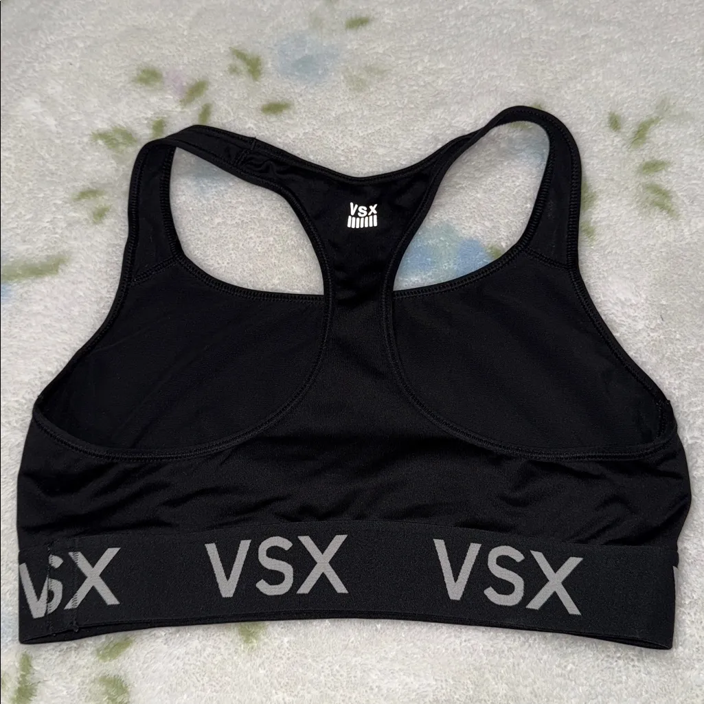 VSX Black Sports Bra with Colorful Stripes Size M - Image 2