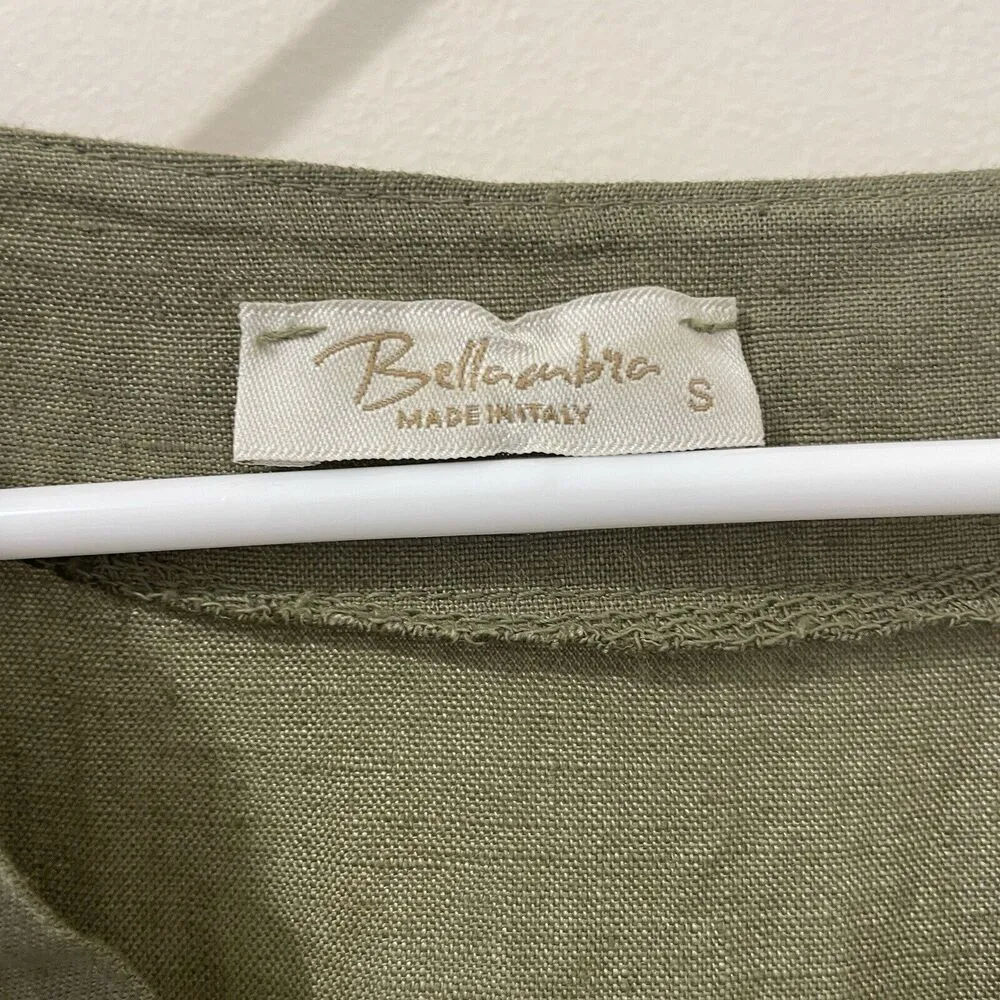 Bellambra Green 100% Linen Tiered Casual Summer Dress Size S Italian Designer - Image 4
