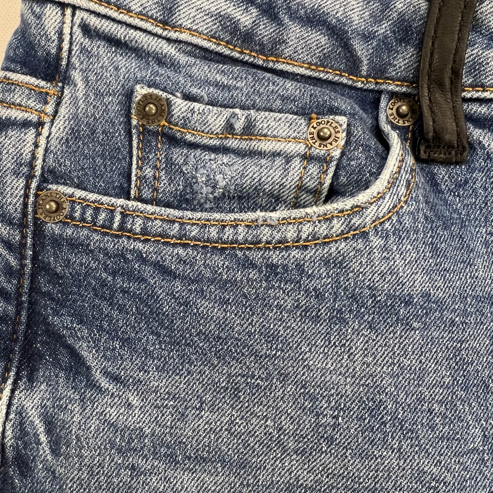 The Kooples Lizy Jeans Black Leather Belt Loops High Rise BLU01 Wash Size 28 - Image 5