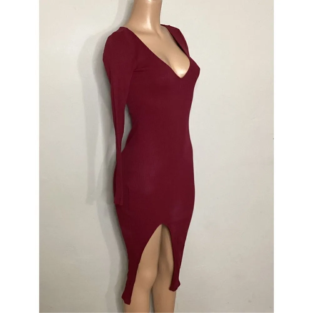 New. Privacy Please plunge neck midi dress with slit. Retails $198 - Image 5