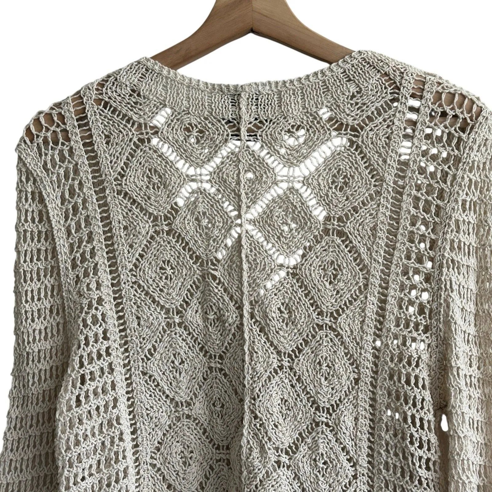 Liv Los Angeles Y2K Crochet Button Down Diamond Sweater Fairytale S - Image 8