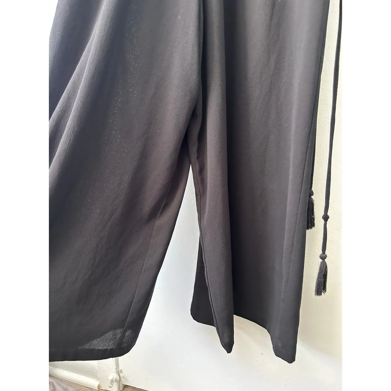 Uncle Frank Jumpsuit Medium Black Halter Style Wide Leg Cropped Country Club - Image 7