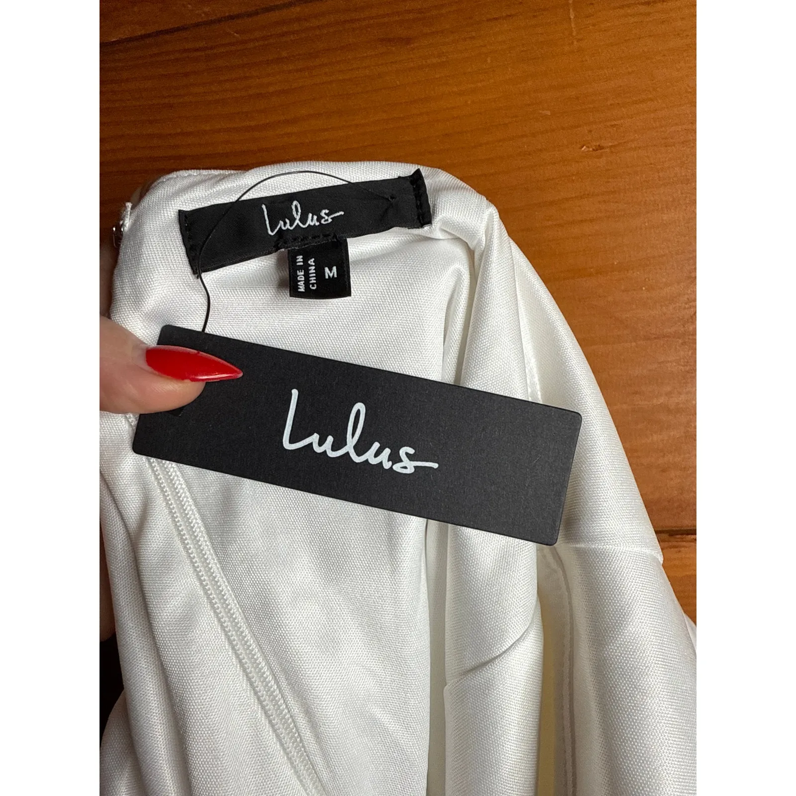 Lulus Beaming Perfection White Pearl Organza Tie-Strap Mini Dress Wedding Sz M - Image 6