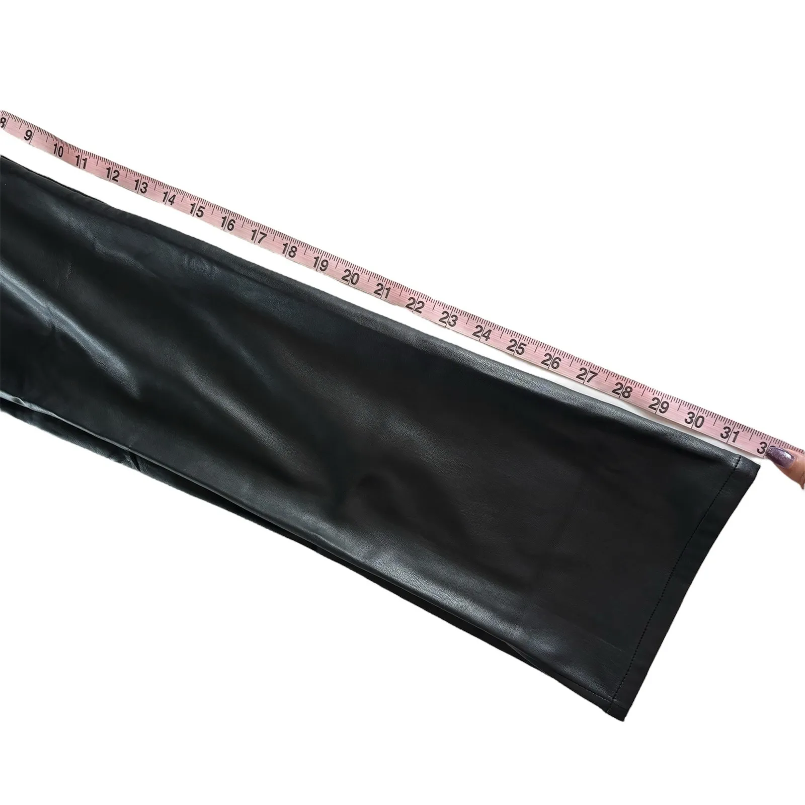 WeWoreWhat Black Vegan Leather Lace Front Flared Hem Pants Women’s Size 25 NWT - Image 8