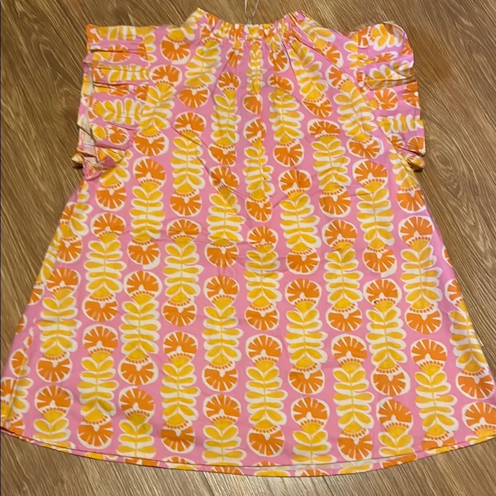 Mud Pie Pink and Yellow Blouse size small - Image 5