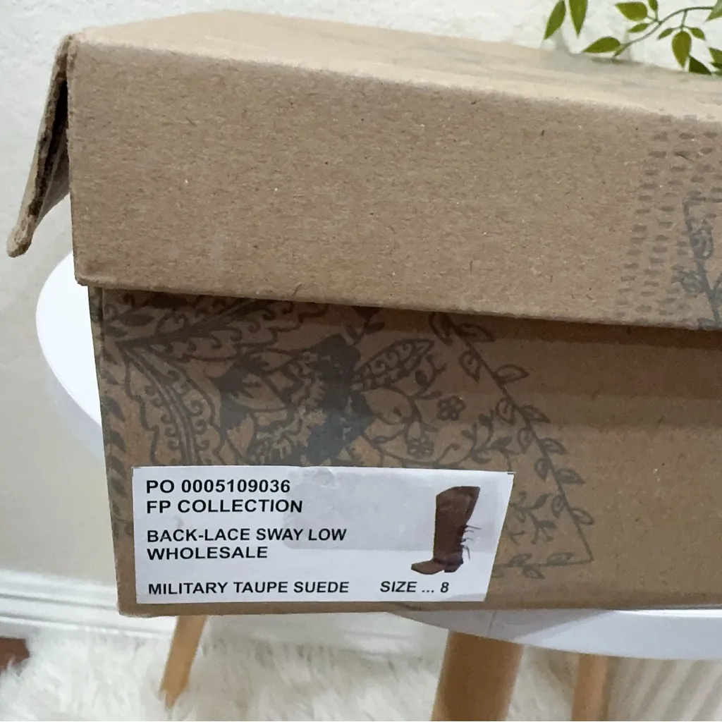 Free People Taupe Suede Back-lace Sway Low Slouchy Western Boots Size 8 NIB - Image 11