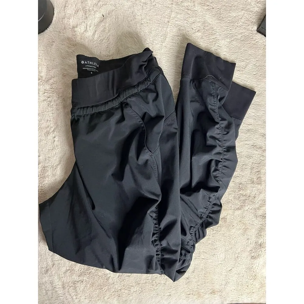 Athleta Women's Jogger Pants Size 8 Black Ruched Casual Tapered Leg - Image 7