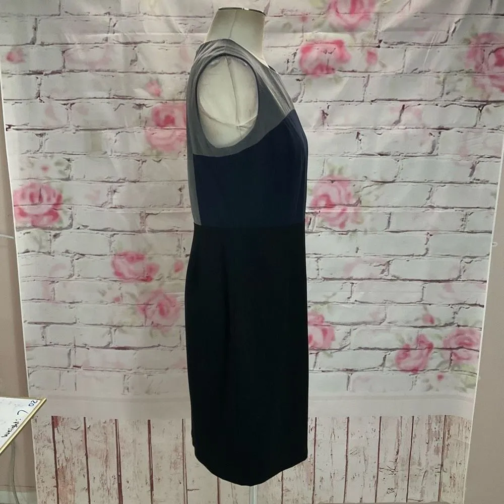 The Limited Women's Sleeveless Colorblock Blue/ Grey/ Black Sheath Dress Size 8 - Image 4