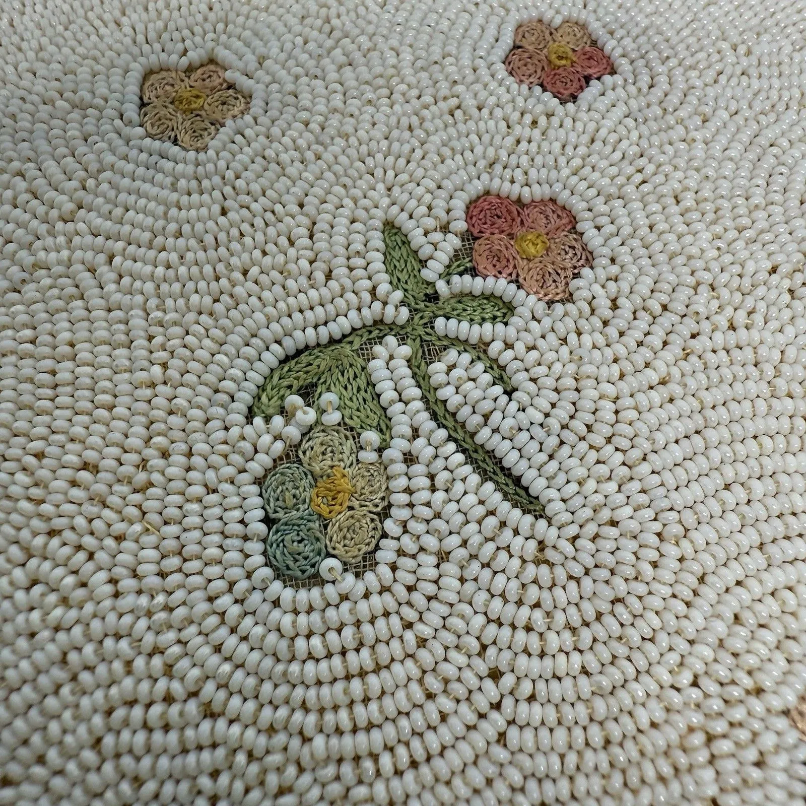 Antique'20s White Beaded Altman Et Fils Paris Art Deco Purse Clutch W/mirror - Image 3