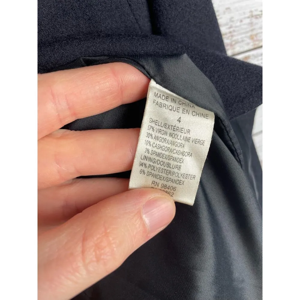 Theory Vintage Rex V Virgin Wool Black Double Button Blazer Jacket 4 Career - Image 3