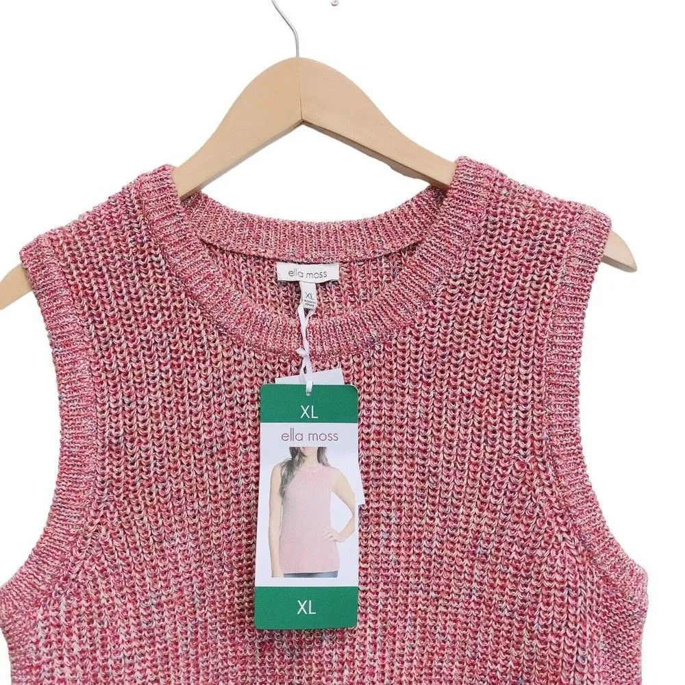 ELLA MOSS Junior XL Sweater Vest Coral Flames Pink Multi Sleeveless NWT - Image 3