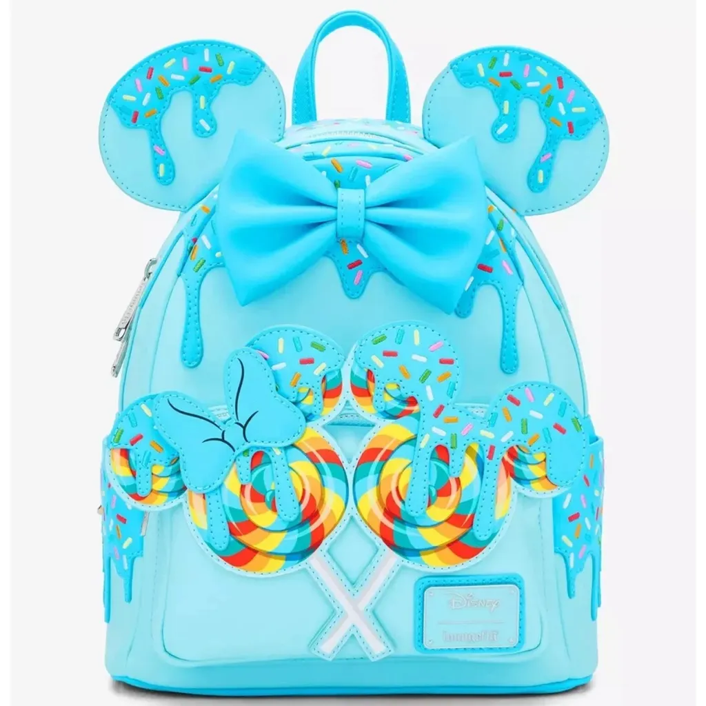 Loungefly Disney Minnie Mouse Lollipop Blue Sprinkle Ears Mini Backpack - New - Image 2