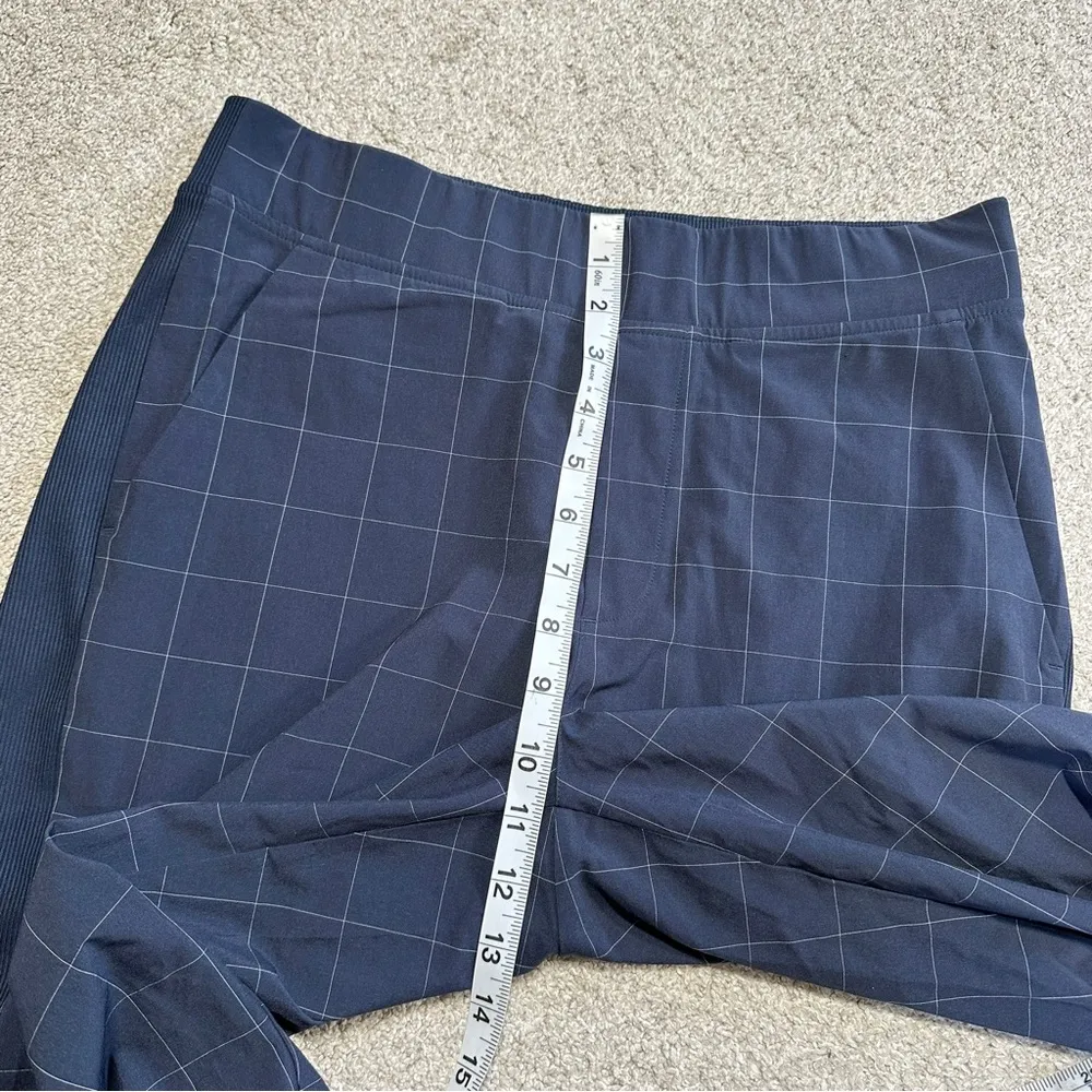 Athleta Women’s Brooklyn Textured Ankle Pants Pull On Travel Navy Windowpane 6 - Image 14