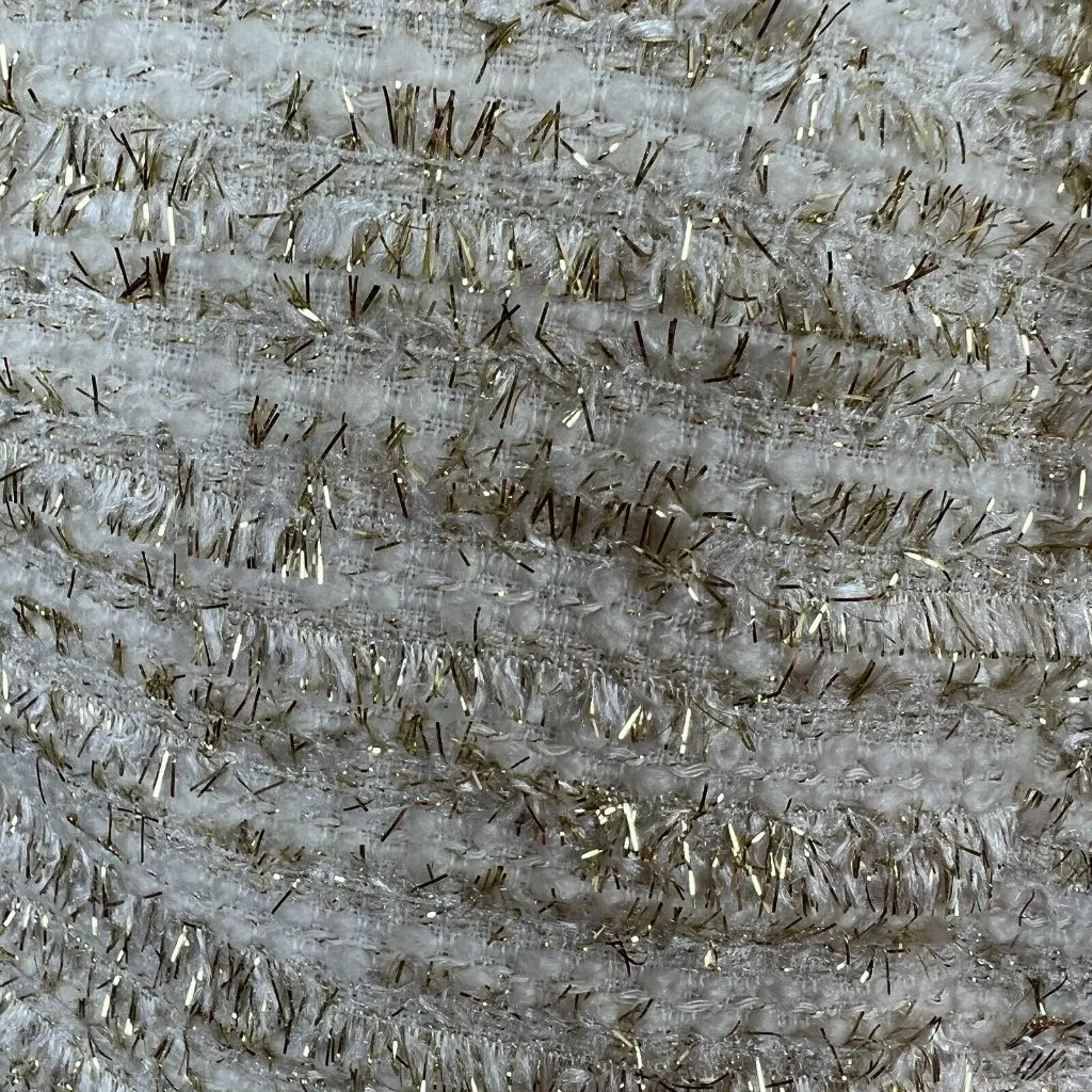 NBD Blair Mini Skirt Shawna‎ Crop Top Set M Tweed Ivory Metallic Gold Fringe - Image 13