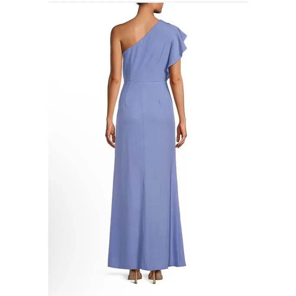 Adrianna Papell Twill One‎ Shoulder Flutter Short Sleeve Faux Wrap Dress Size 4 - Image 2