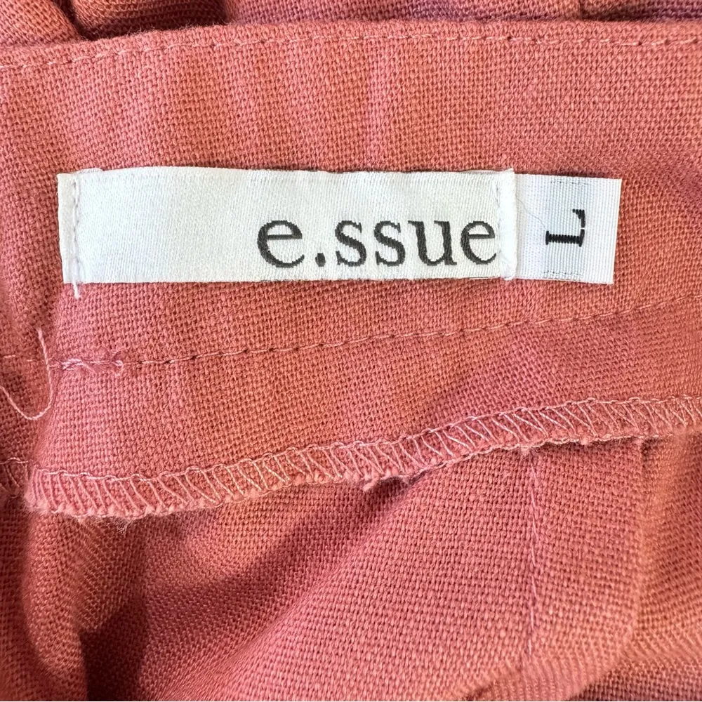 e.issue Rose Mauve Linen Cotton Wide Leg Pantsuit Romper Strappy Back Pockets Size L - Image 8