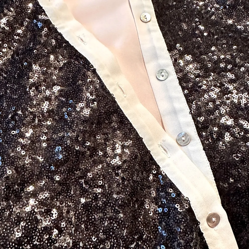 Black Sequin Button Front Tank Top by Charlotte Russe Size M - Image 15