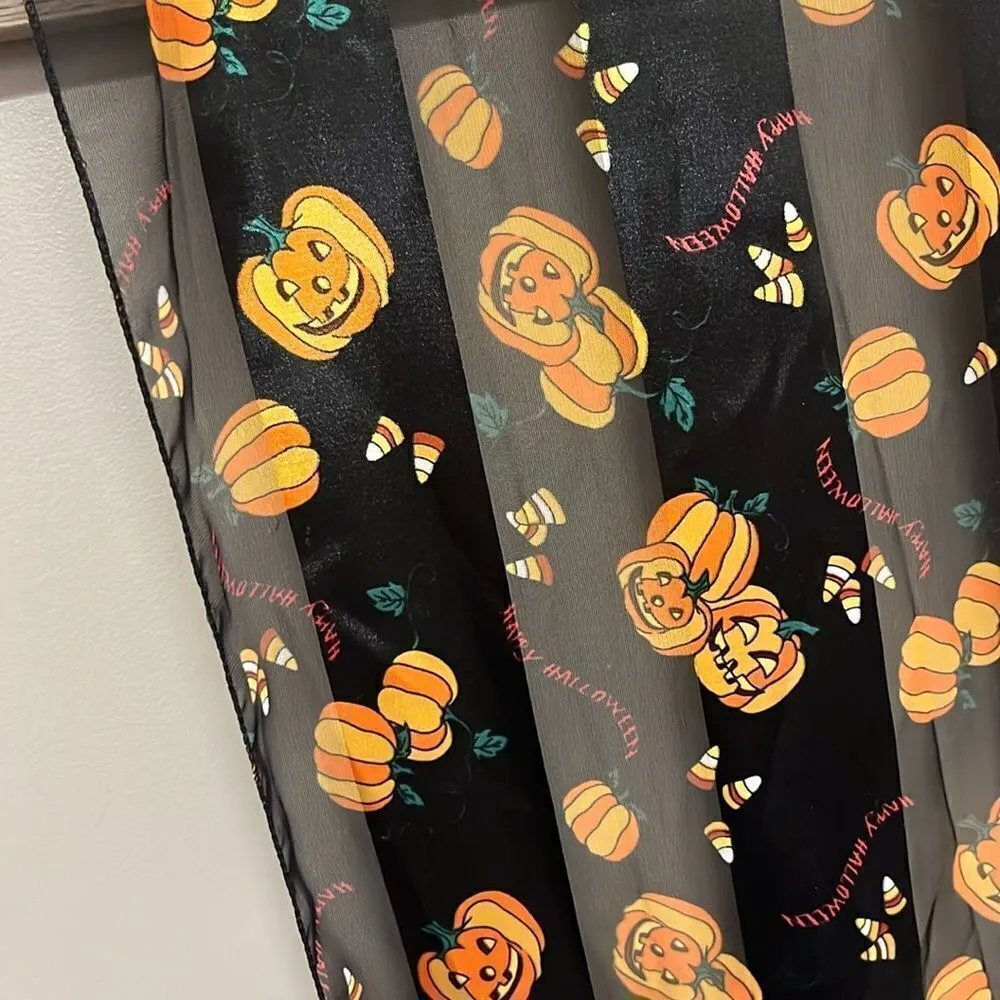 Halloween Black and Orange Pumpkins Jack O’ Lanterns, Candy Corn Polyester Scarf - Image 9