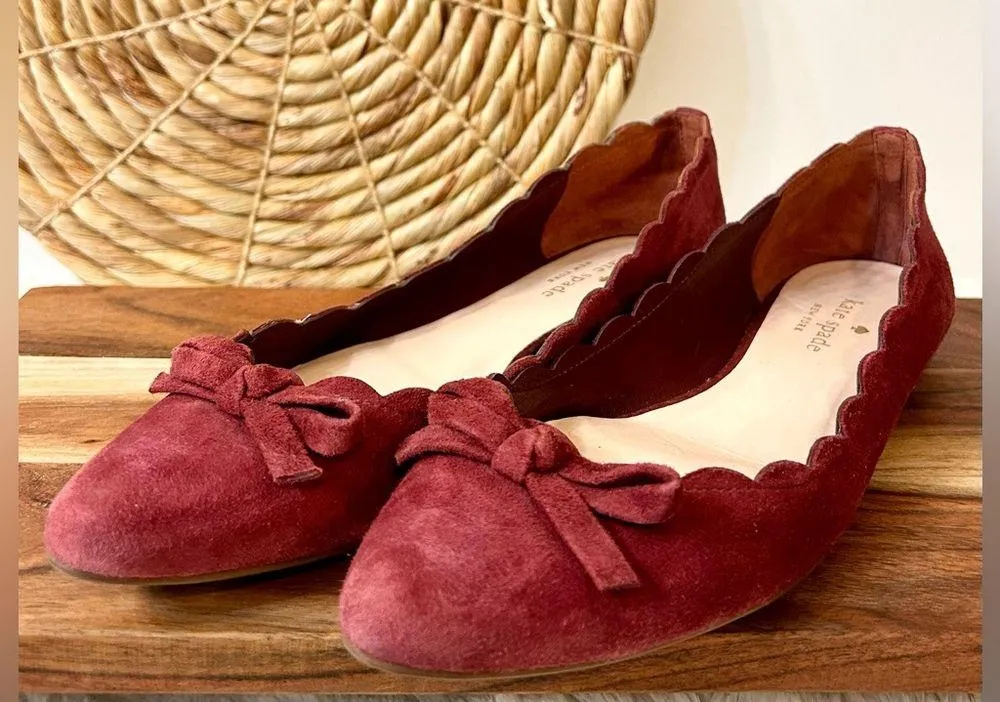 New York Eleni Petaled Ballet Flats in Dark Red Size 8 - Image 4