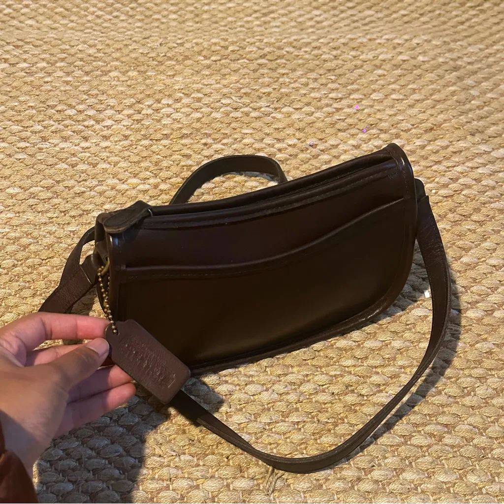 Vintage Coach Leather Brown Crossbody Bag Wendie Purse #9031 - Image 6