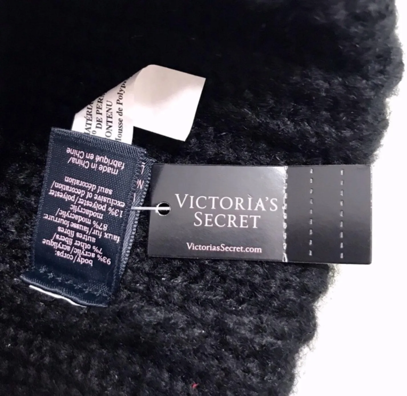 Victoria Secret Pom Pom Beanie-Black W/crystals-NWT - Image 4