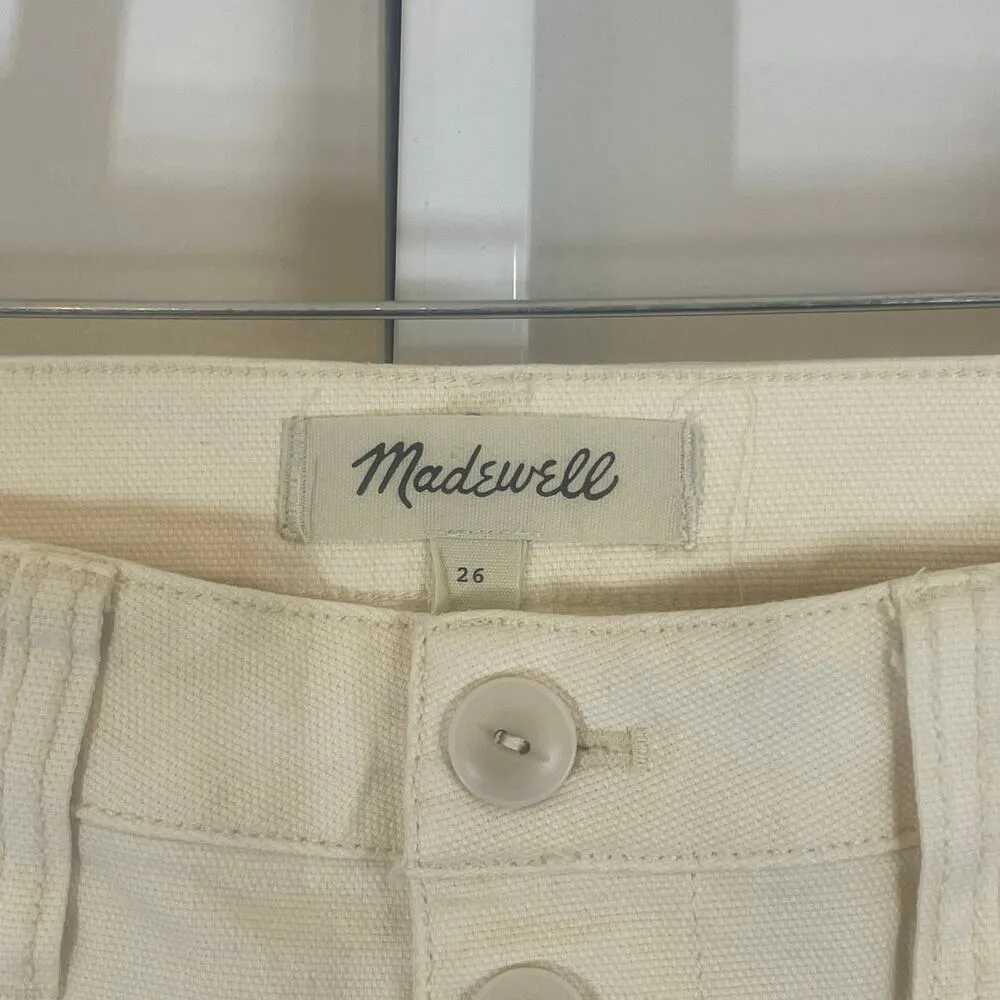 NWOT Madewell Emmett Wide Leg Canvas Cropped Pants - Women Size 26 - Cream - Image 4