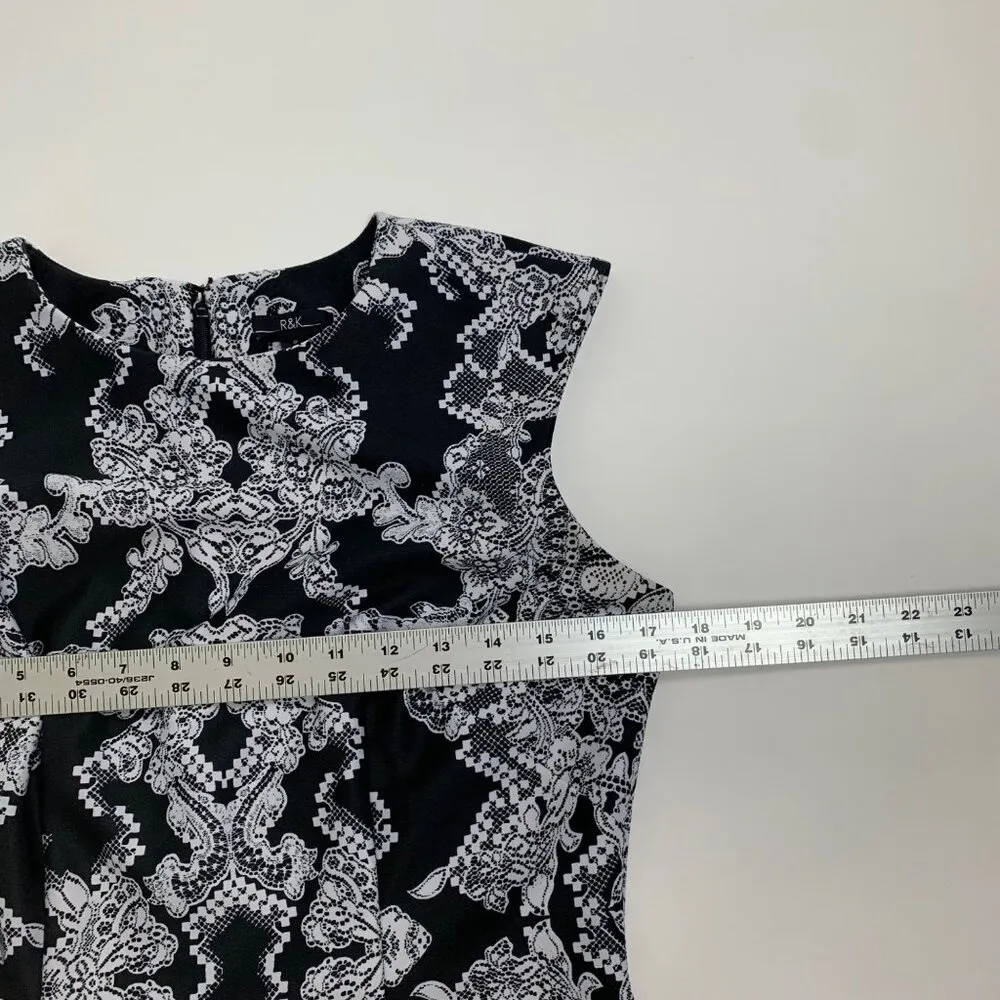 R&K Women's Black & White Sleeveless Dress Size 8 career Workwear Shift FLAWED - Image 7