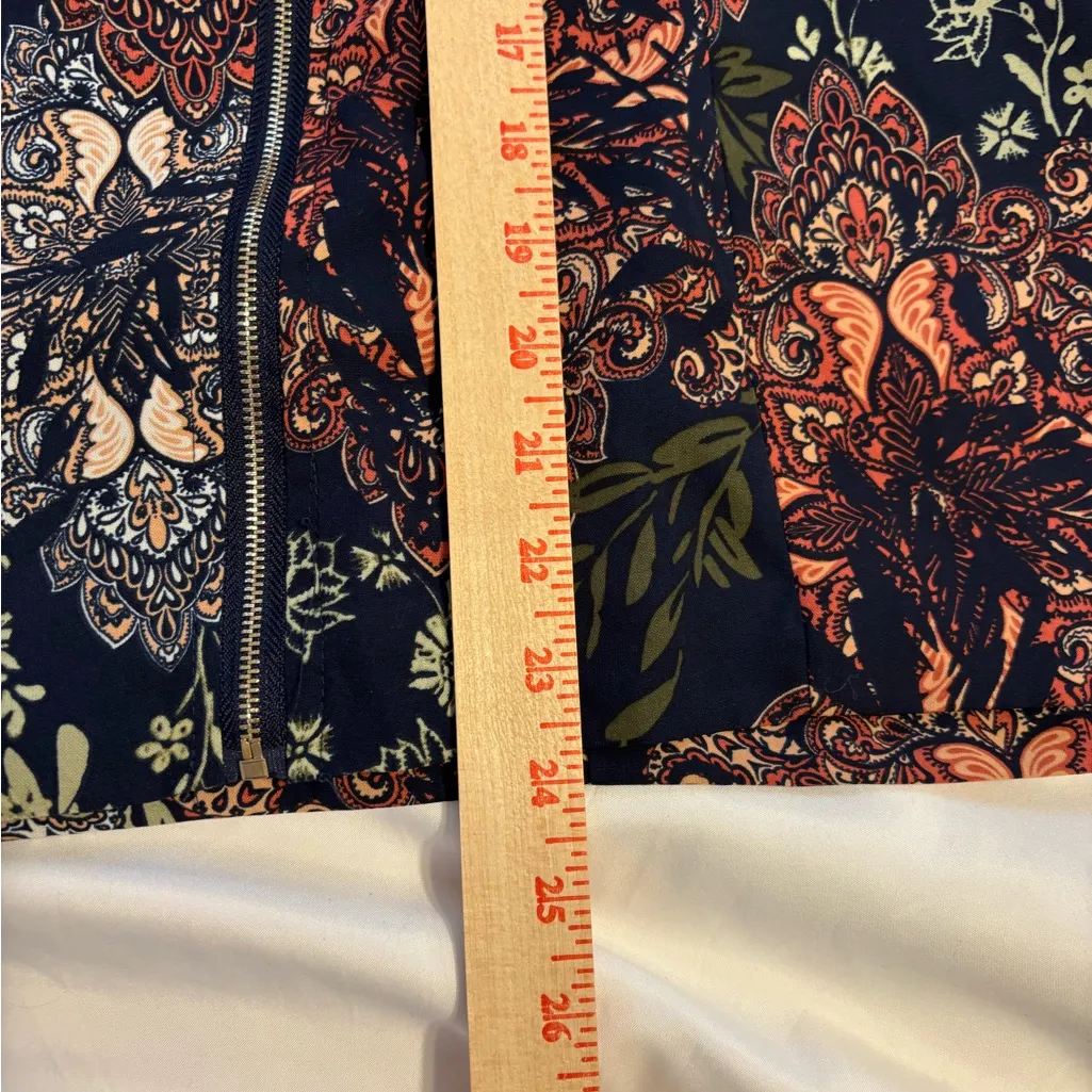 CJ Banks Floral Paisley Zip Front Jacket Blazer Women’s 2X Blue - Image 4