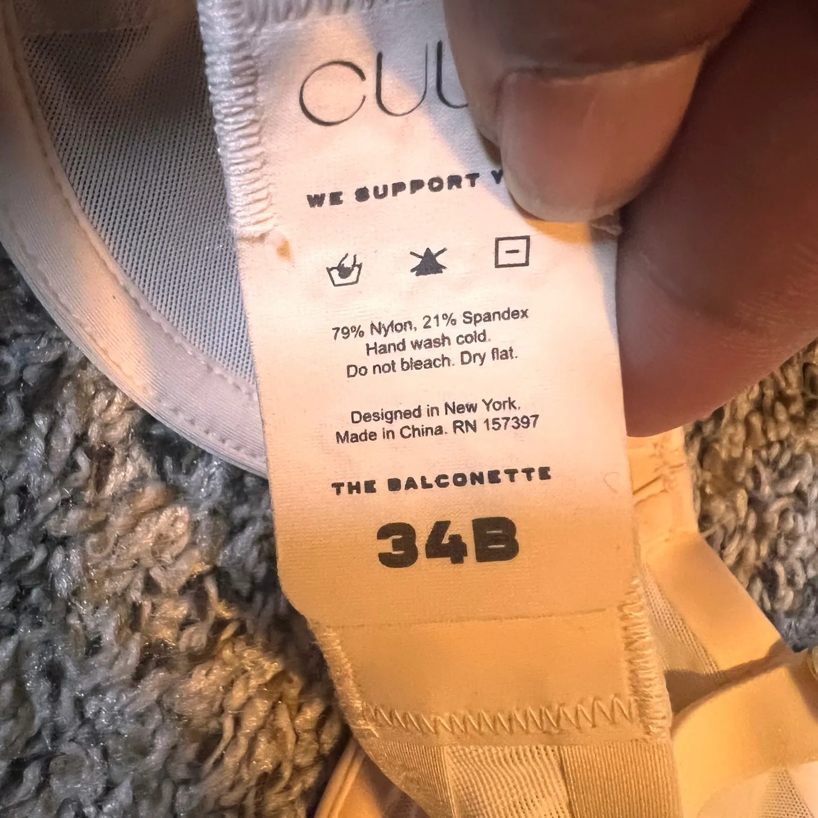 CUUP The Balconette Bra Sheer‎ Unlined Adjustable Straps 34B Tan Size undefined - Image 4