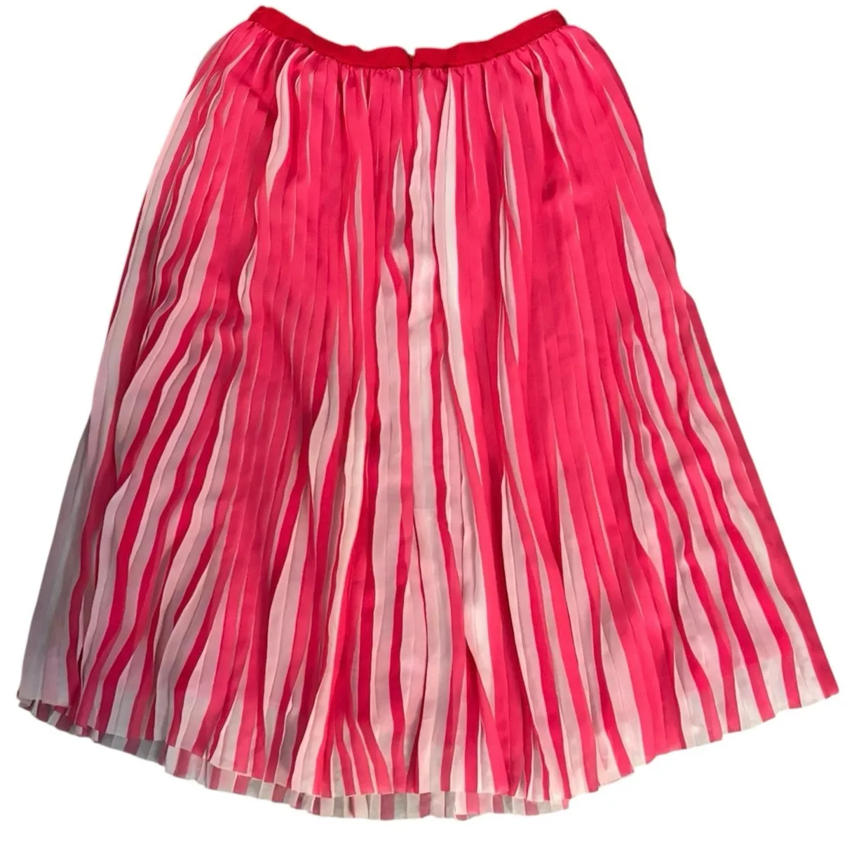 J Crew Size 8 Pleated Midi Skirt Peekaboo Stripe Fuschia Pink White AJ984 - Image 4