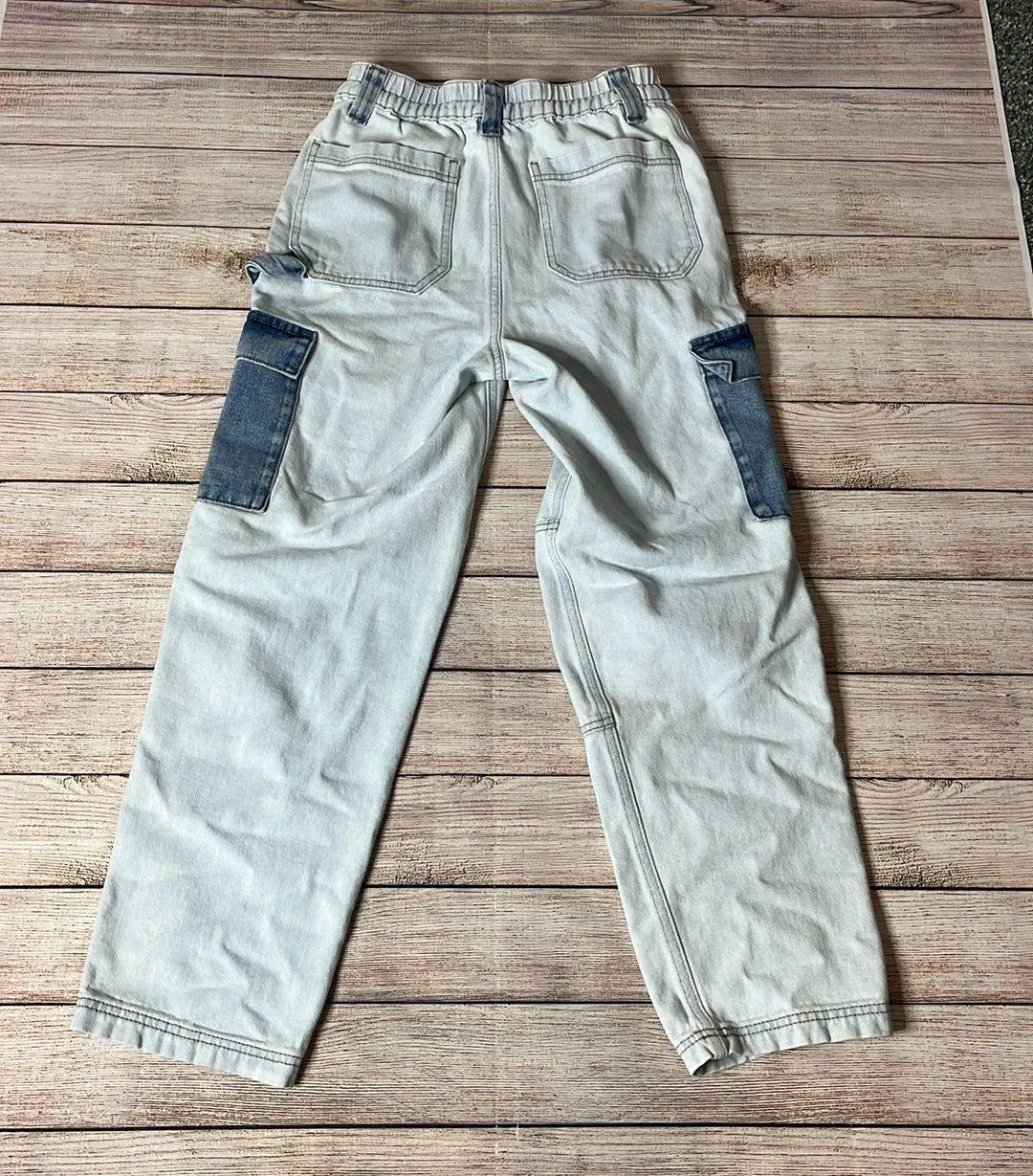 High Waist Two Tone Y2K Cargo Jeans - Image 6