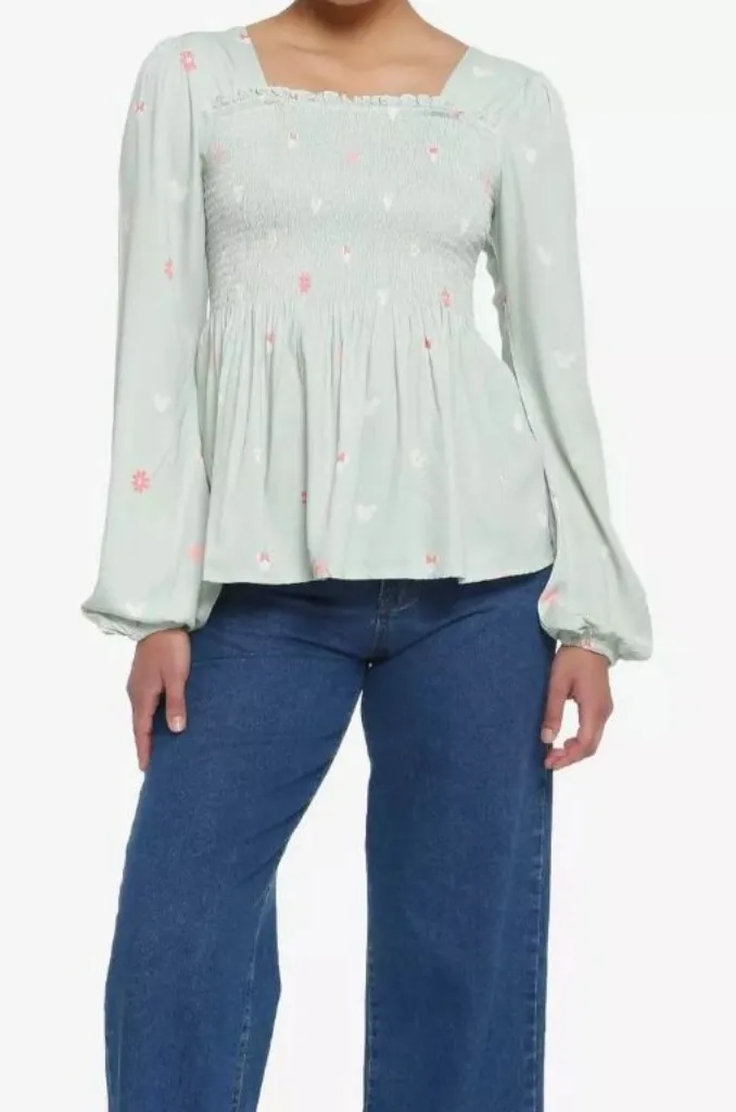 Her Universe Disney Mickey Mouse & Minnie Mouse Smock Long-Sleeve Top Size S - Image 1