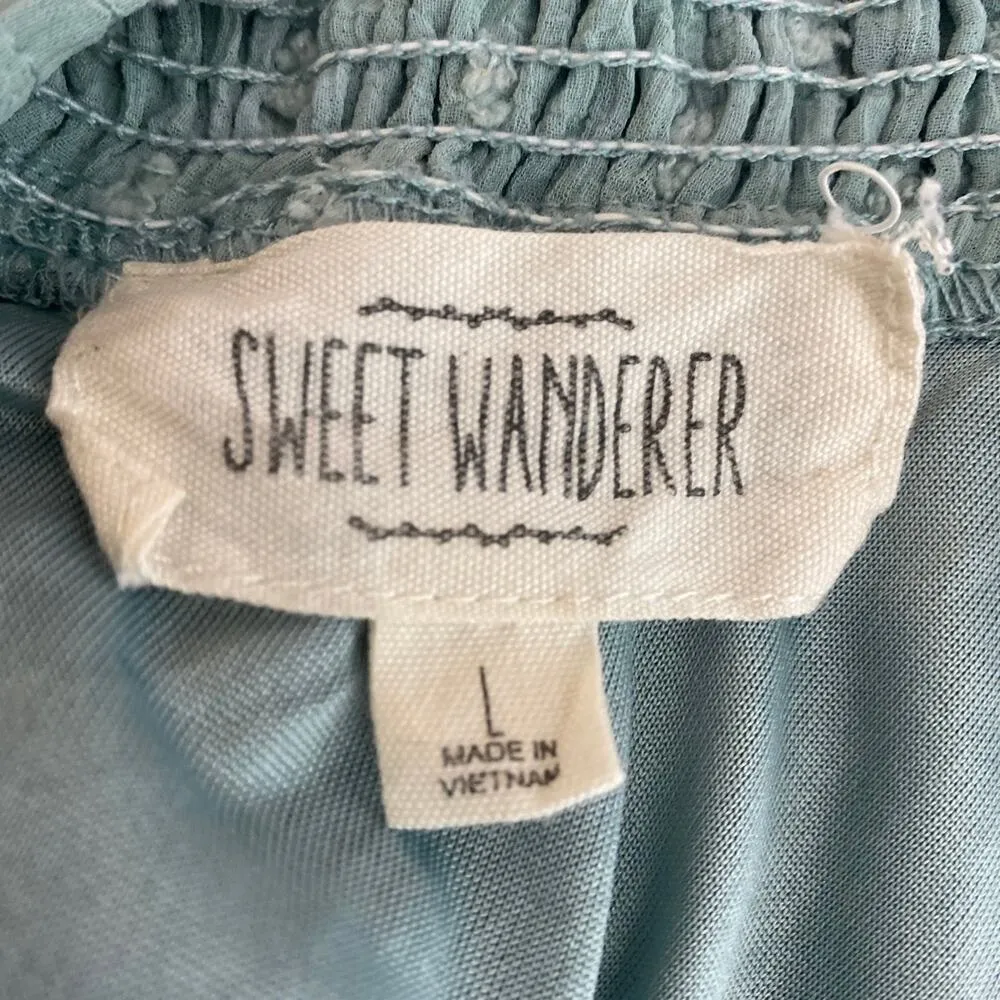 Sweet Wanderer aqua green Sleeveless Mini Dress women sz L - Image 7