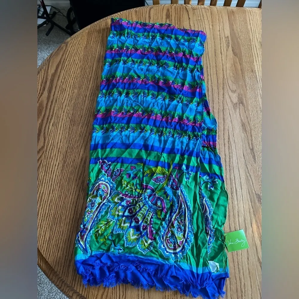 Vera Bradley Soft Fringe Emerald Paisley Scarf NWT - Image 8